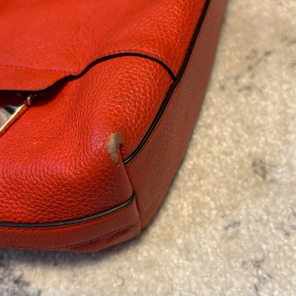 Coach Scout Hobo Slim Crossbody Shoulder Handbag Orange Pebble Leather Bag - Picture 8 of 8